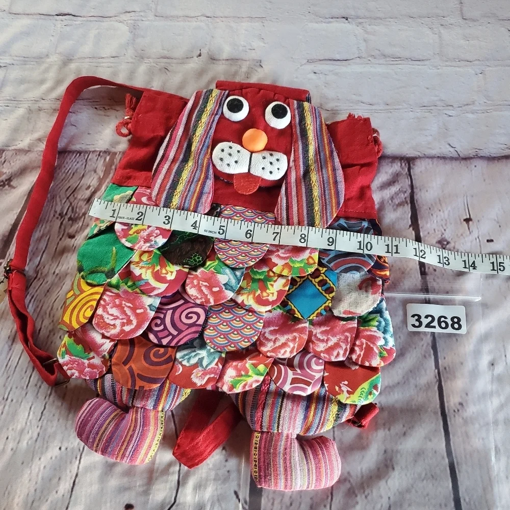 Handmade Novelty Patchwork Dog Backpack Multicolor Fabric Small